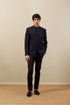 Manyavar Midnight Blue Bel Buti Patterned Indo Western Set