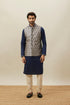 Manyavar Midnight Blue Medallion Patterned Jacket Set