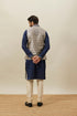 Manyavar Midnight Blue Medallion Patterned Jacket Set