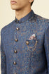 Manyavar Dark Sapphire Blue Paisley Patterned Suit
