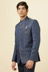 Manyavar Dark Sapphire Blue Paisley Patterned Suit