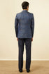 Manyavar Dark Sapphire Blue Paisley Patterned Suit