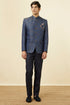 Manyavar Dark Sapphire Blue Paisley Patterned Suit