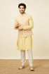 Manyavar Lemon Drop Yellow Self Patterned Kurta Jacket Set
