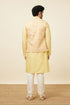 Manyavar Lemon Drop Yellow Self Patterned Kurta Jacket Set