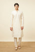 Manyavar Off White Celebration Wear Self Design Kurta Pajama