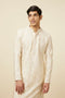 Manyavar Off White Celebration Wear Self Design Kurta Pajama