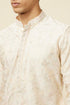 Manyavar Off White Celebration Wear Self Design Kurta Pajama
