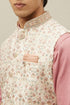 Manyavar Pearled Ivory White Floral Patterned Jacket Set