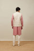 Manyavar Pearled Ivory White Floral Patterned Jacket Set