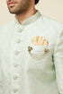 Manyavar Tea green Diamond Patterned Indo Western Set