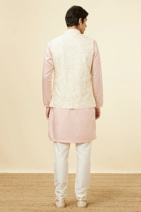 Manyavar Cream Self Design Jacket