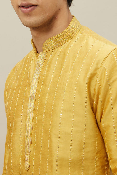Manyavar Aurora Gold Vertical Patterned Kurta Set