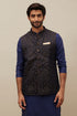 Manyavar Midnight Black Bel Buti Patterned Jacket