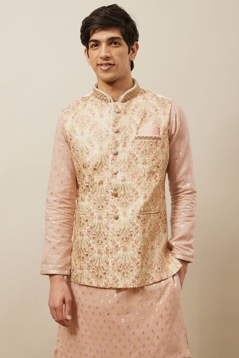 Manyavar Rich Cream Medallion Patterned Jacket
