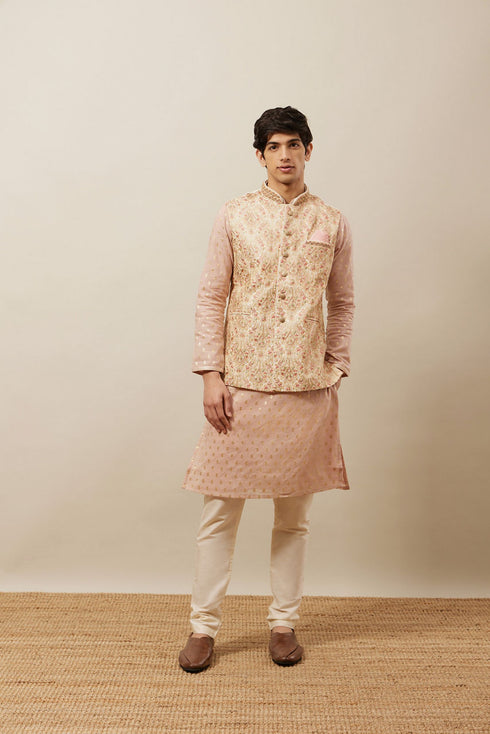 Manyavar Rich Cream Medallion Patterned Jacket