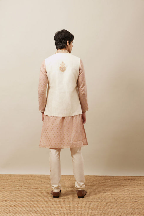 Manyavar Rich Cream Medallion Patterned Jacket
