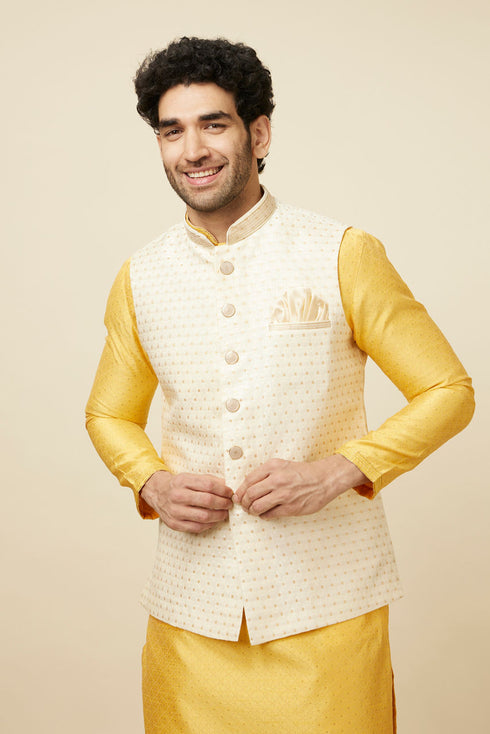 Manyavar Light Cream Booti Print Jacket