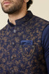 Manyavar Twilight Blue Floral Printed Jacket Set