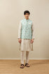 Manyavar Fair Aqua Blue Moroccan Printed Jacket