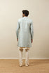 Manyavar Turquoise Blue Bel Buti Patterned Layered Indo Western Set