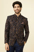 Manyavar Midnight Blue Bel Buti Patterned Suit