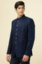 Manyavar Royal Blue Grid Patterned Sequined Suit