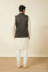 Manyavar Hunter Green Bel Buti Patterned Waistcoat