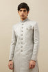Manyavar Pearl River Grey Medallion Patterned Indo Western Set