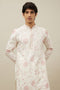 Manyavar Delicate Cream Bel Buti Patterned Kurta Set