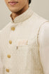 Manyavar Pearled Ivory White Ogee Patterned Jacket Set