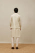 Manyavar Pearled Ivory White Ogee Patterned Jacket Set