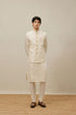 Manyavar Pearled Ivory White Ogee Patterned Jacket Set