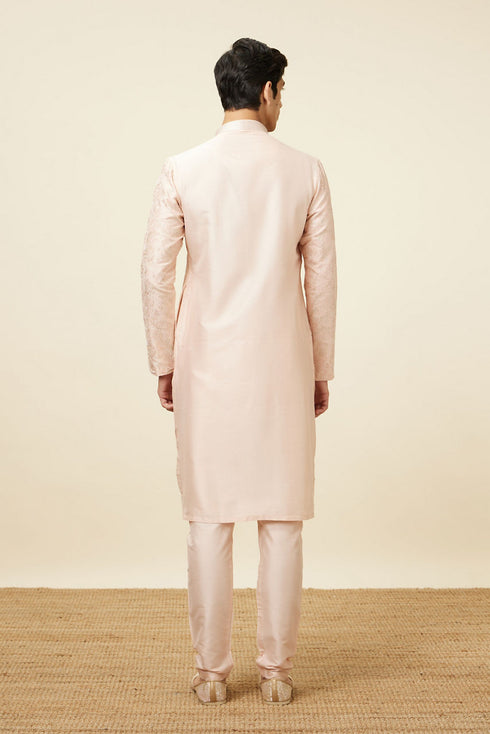 Manyavar Soft Pink Bel Buti Patterned Kurta Set