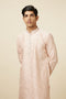 Manyavar Soft Pink Bel Buti Patterned Kurta Set