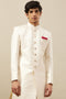 Manyavar Rich Cream Medallion Patterned Indo Western Set