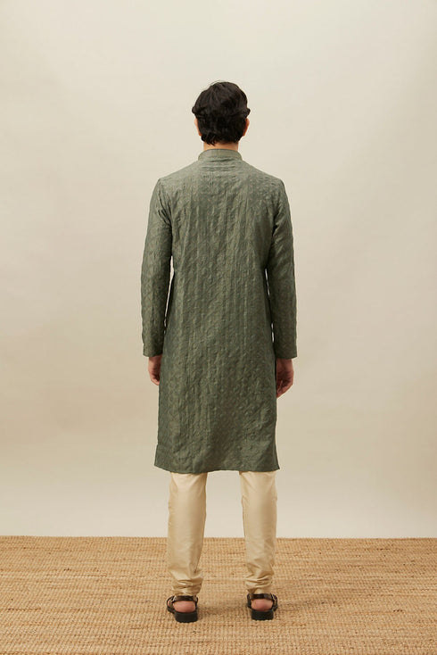 Manyavar Sage Green Diamond Patterned Kurta Set