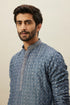 Manyavar Slate Blue Self Patterend Kurta Set