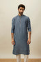 Manyavar Slate Blue Self Patterend Kurta Set
