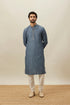 Manyavar Slate Blue Self Patterend Kurta Set