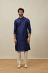Manyavar Midnight Sapphire Blue Self Patterned Kurta Set