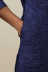 Manyavar Midnight Sapphire Blue Self Patterned Kurta Set