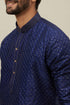 Manyavar Midnight Sapphire Blue Self Patterned Kurta Set