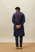 Manyavar Twilight Blue Floral Angrakha Style Kurta Jacket Set