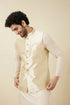 Manyavar Pearled Ivory White Buta Patterned Jacket