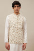 Manyavar Ivory White Floral Printed Jacket