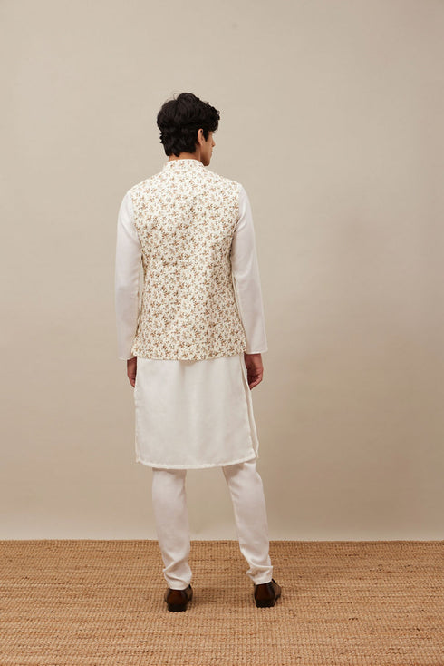 Manyavar Ivory White Floral Printed Jacket