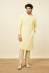 Manyavar Crayola Yellow Floral Chikankari Embroidered Kurta Set
