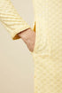 Manyavar Crayola Yellow Floral Chikankari Embroidered Kurta Set
