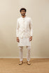 Manyavar Bright White Trellis Patterned Indo Western Set